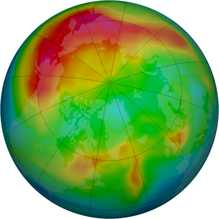 Arctic ozone map for 02 January 2007